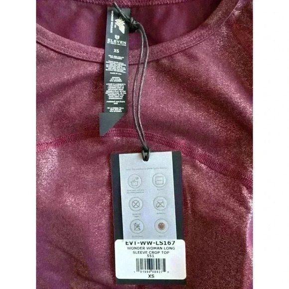 NWT Eleven Venus Williams Wonder Woman Long Sleeve Burgundy Crop Top Size Xs - Picture 6 of 6